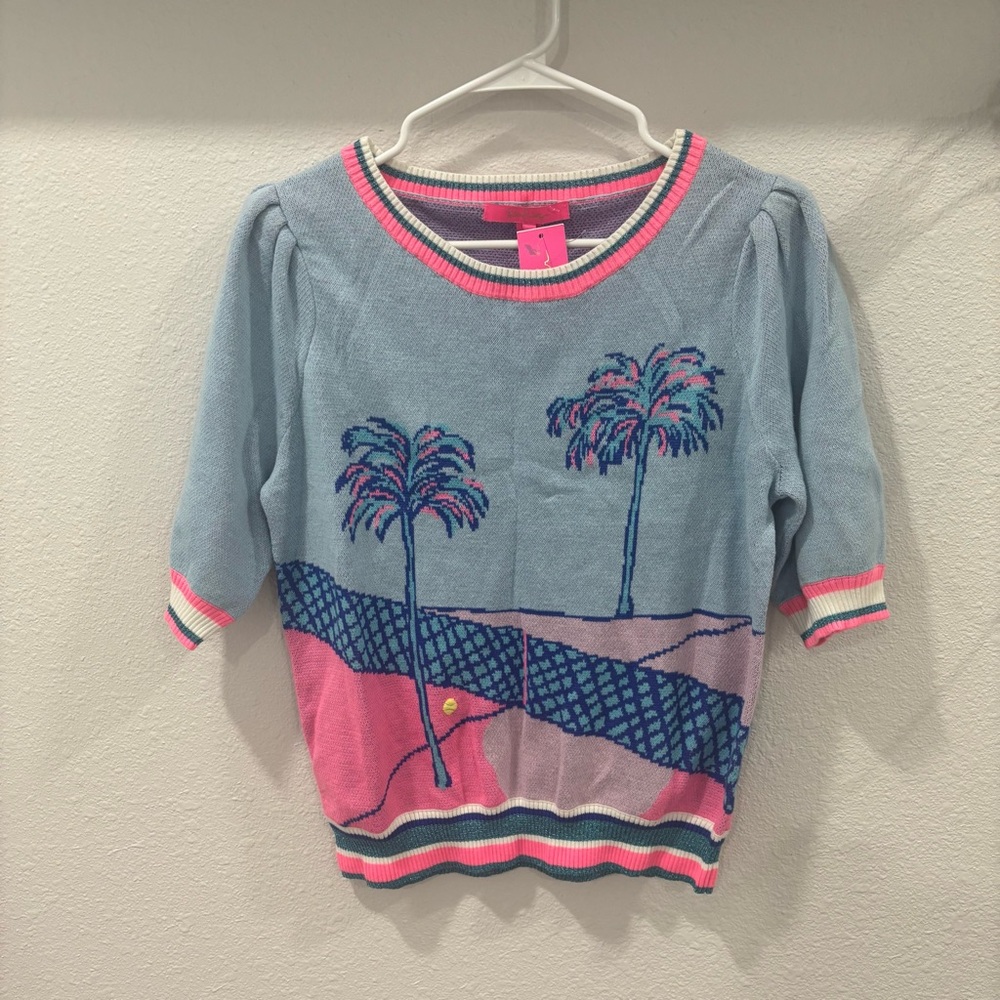 NEW Lilly Pulitzer Ravello Blue Perfect Match Intarsia Vivie Sweater medium